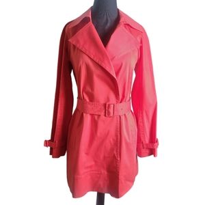 DKNY women's orange button closure belted trench coat size small